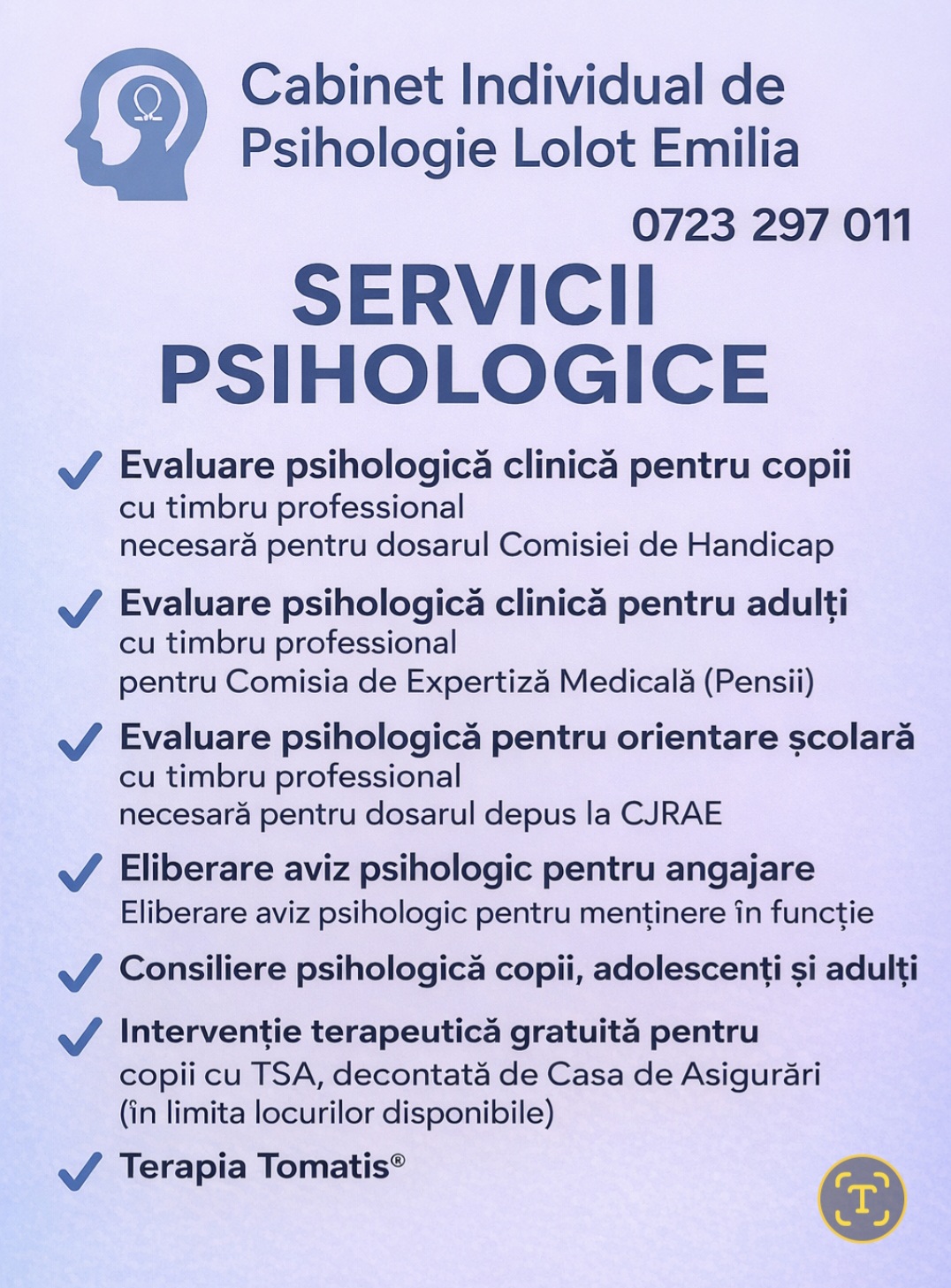 Cabinet Individual de Psihologie - Lolot Emilia